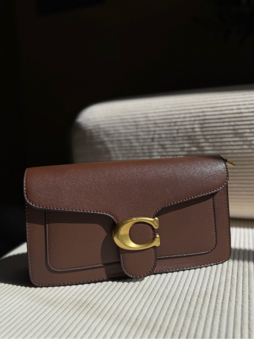 Coach Brown Leather Crossbody with Gold 'C' Accent